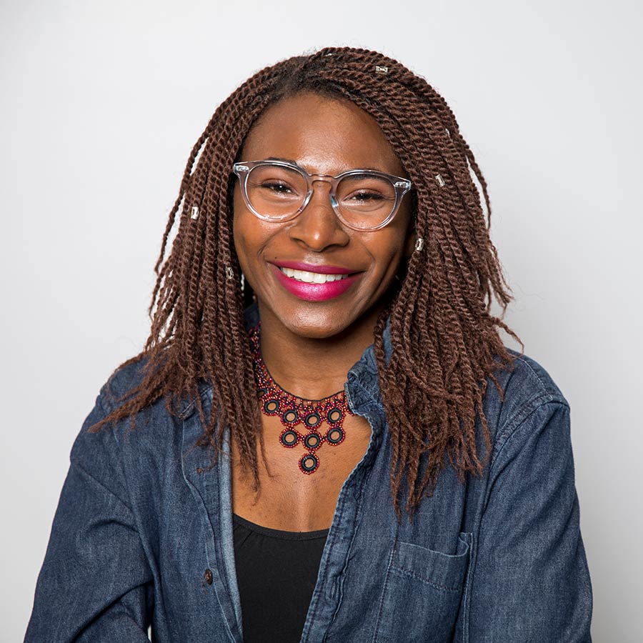 Woman smiling wearing glasses